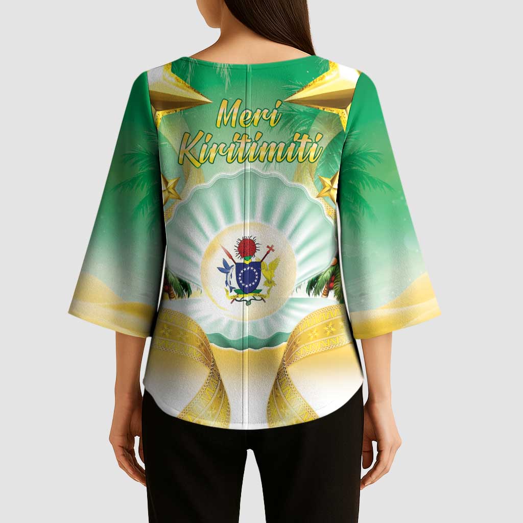 Cook Islands Christmas Kimono Sleeve Blouse Seashell Santa Beach Vibes - Polynesian Pride