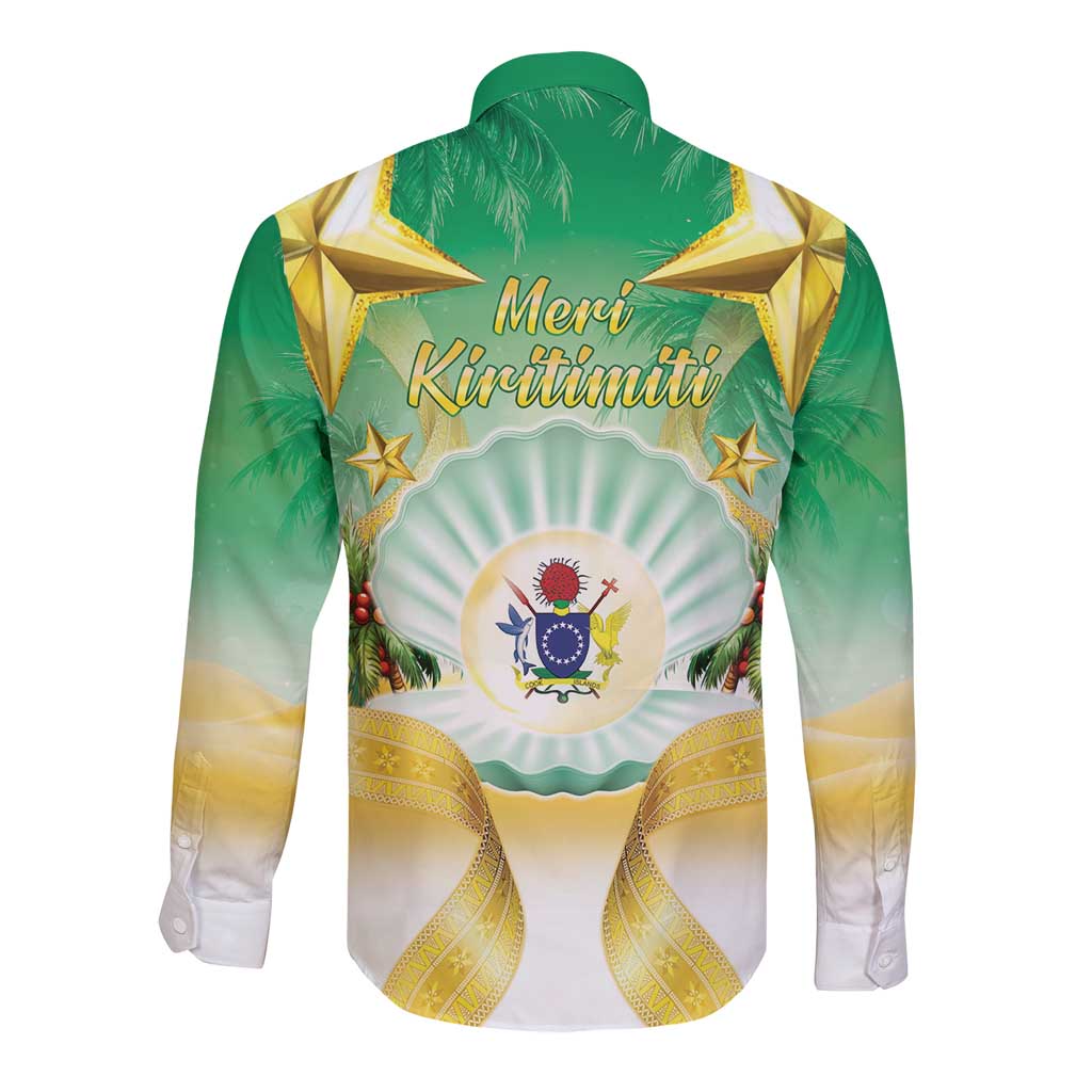 Cook Islands Christmas Long Sleeve Button Shirt Seashell Santa Beach Vibes - Polynesian Pride