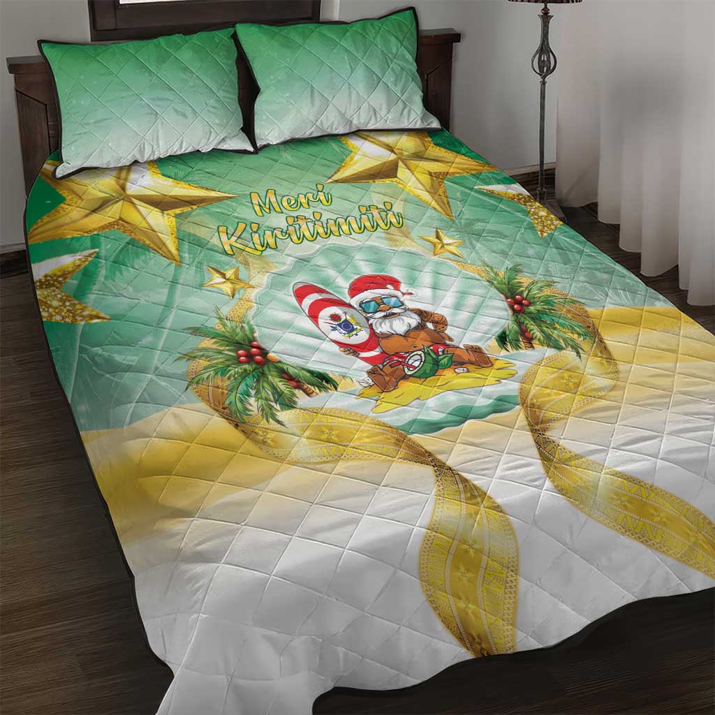 Cook Islands Christmas Quilt Bed Set Seashell Santa Beach Vibes - Polynesian Pride
