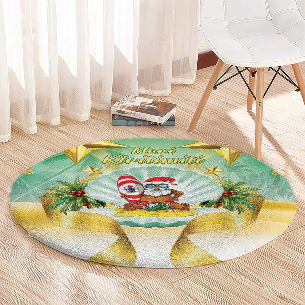 Cook Islands Christmas Round Carpet Seashell Santa Beach Vibes - Polynesian Pride