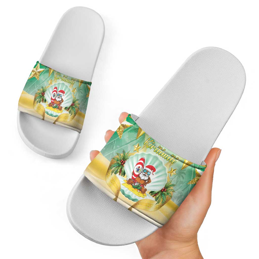 Cook Islands Christmas Slide Sandals Seashell Santa Beach Vibes - Polynesian Pride