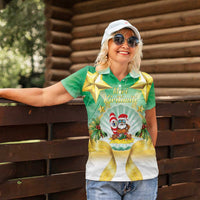 Cook Islands Christmas Women Polo Shirt Seashell Santa Beach Vibes - Polynesian Pride