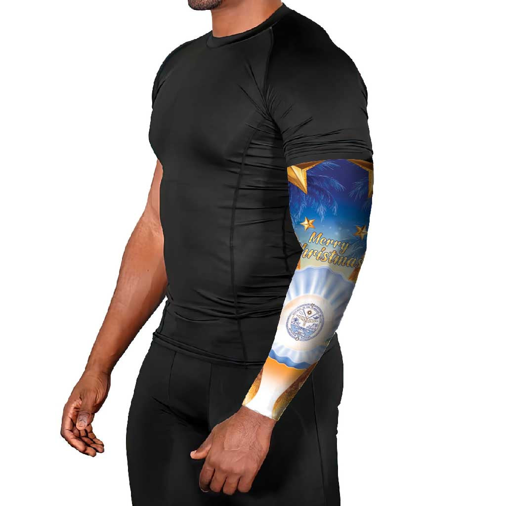 Marshall Islands Christmas Arm Sleeves Seashell Santa Beach Vibes - Polynesian Pride