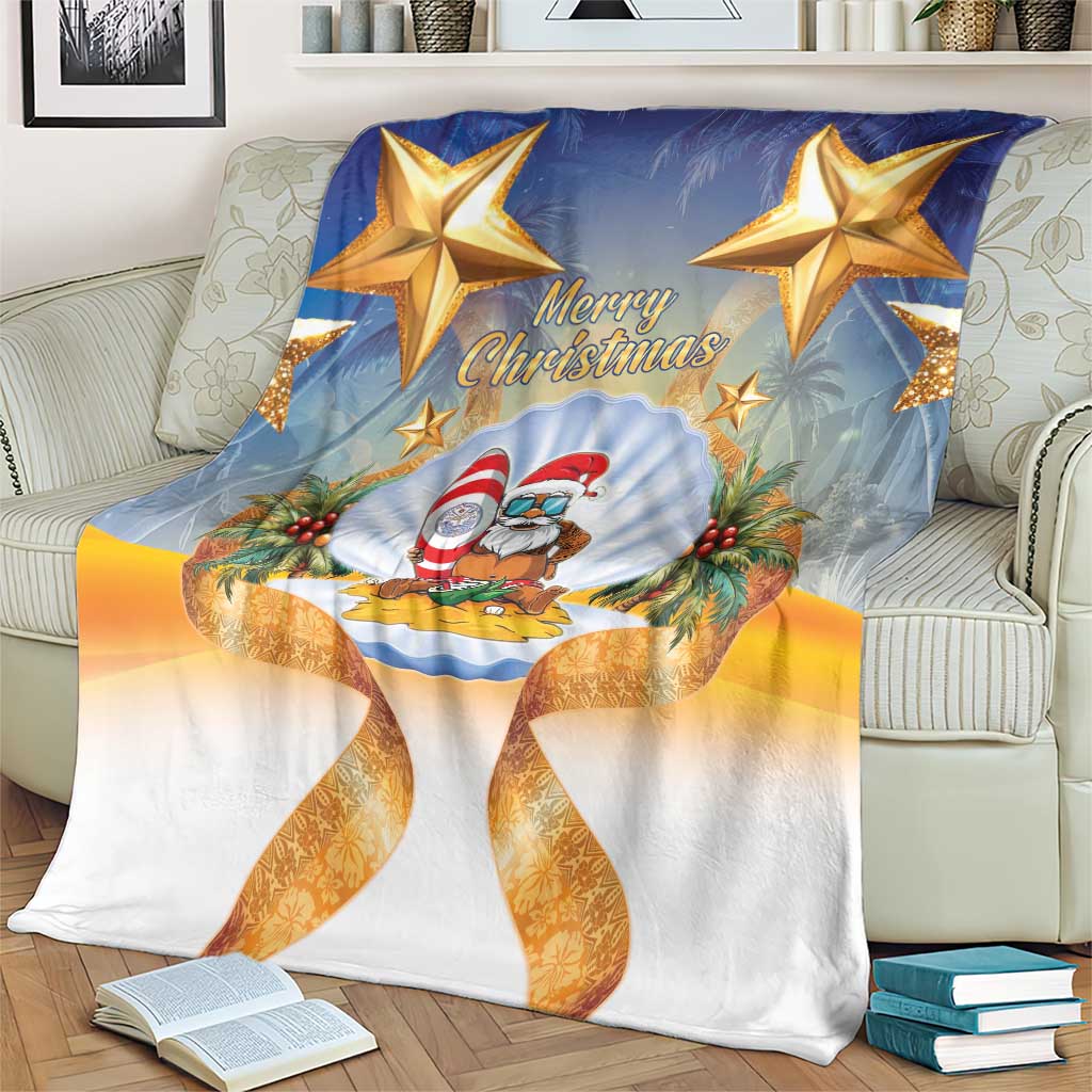 Marshall Islands Christmas Blanket Seashell Santa Beach Vibes - Polynesian Pride