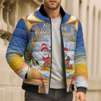 Marshall Islands Christmas Bomber Puffer Jacket Seashell Santa Beach Vibes - Polynesian Pride