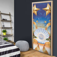 Marshall Islands Christmas Door Cover Seashell Santa Beach Vibes - Polynesian Pride