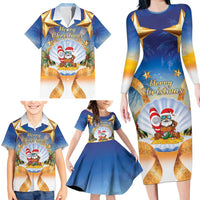 Marshall Islands Christmas Family Matching Long Sleeve Bodycon Dress and Hawaiian Shirt Seashell Santa Beach Vibes - Polynesian Pride