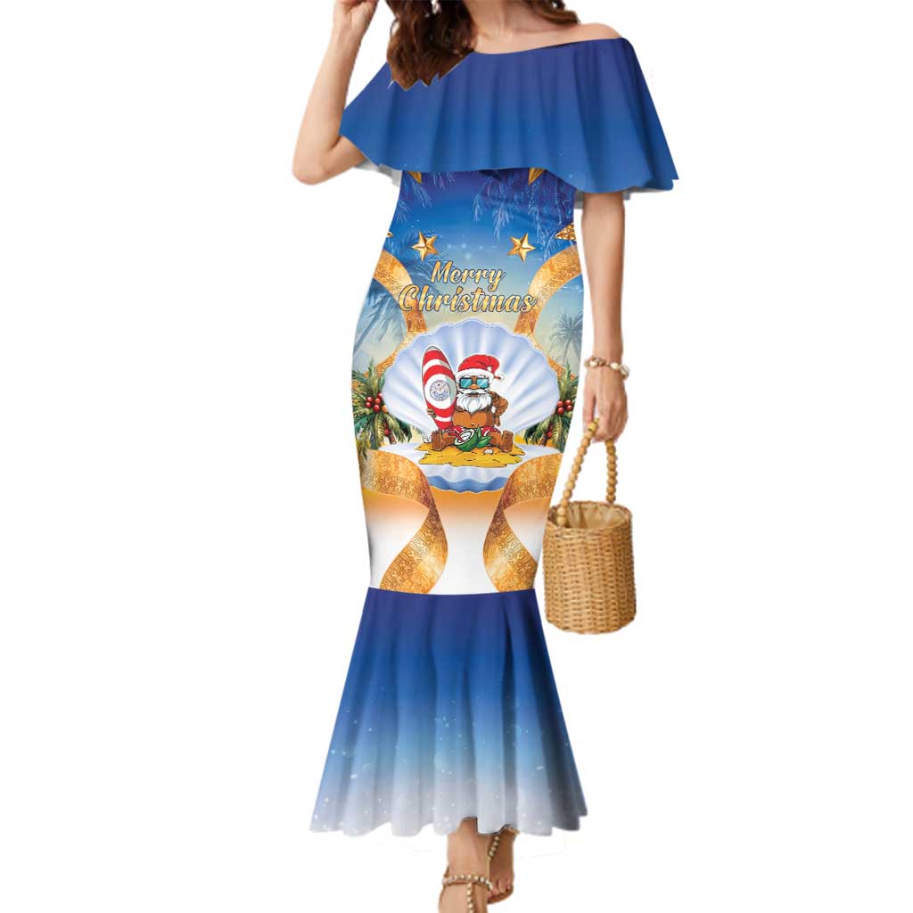 Marshall Islands Christmas Family Matching Mermaid Dress and Hawaiian Shirt Seashell Santa Beach Vibes - Polynesian Pride
