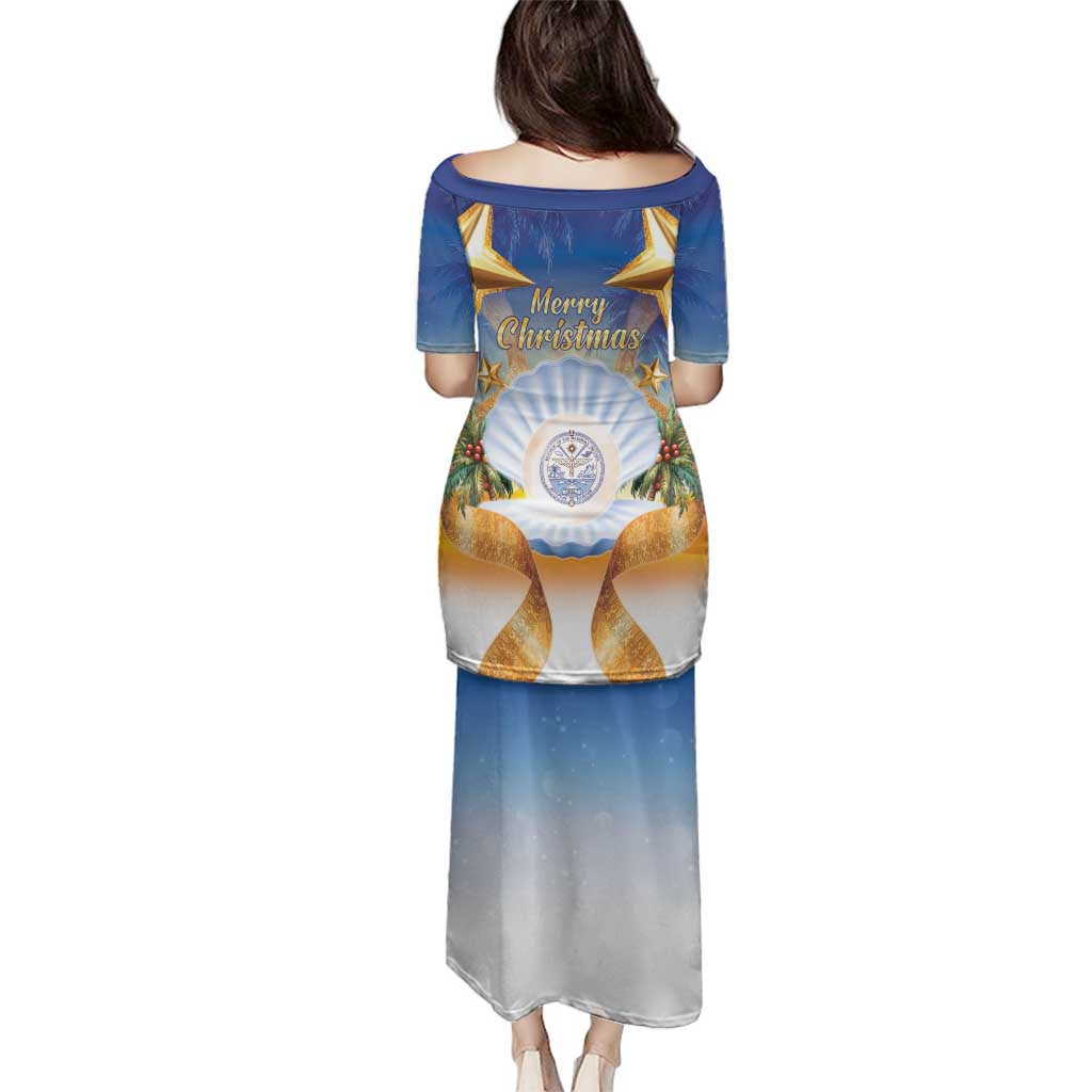 Marshall Islands Christmas Family Matching Puletasi and Hawaiian Shirt Seashell Santa Beach Vibes - Polynesian Pride