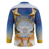 Marshall Islands Christmas Hockey Jersey Seashell Santa Beach Vibes - Polynesian Pride