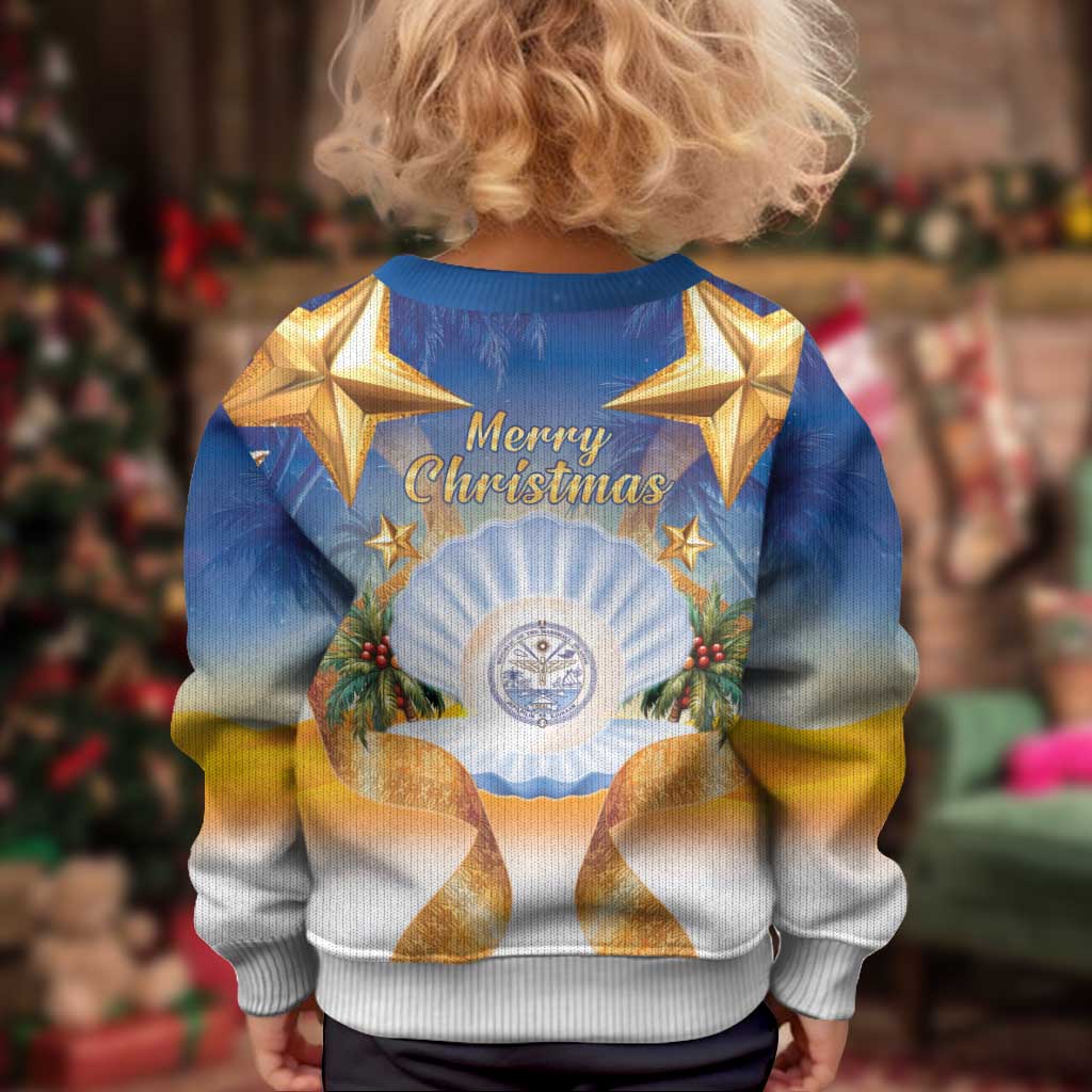 Marshall Islands Christmas Kid Ugly Christmas Sweater Seashell Santa Beach Vibes - Polynesian Pride
