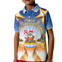 Marshall Islands Christmas Kid Polo Shirt Seashell Santa Beach Vibes - Polynesian Pride