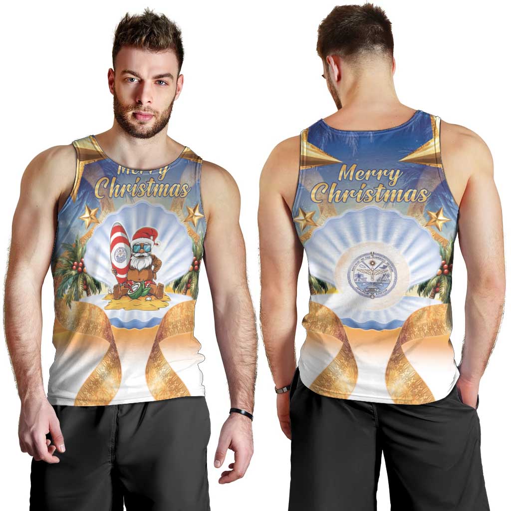 Marshall Islands Christmas Men Tank Top Seashell Santa Beach Vibes - Polynesian Pride