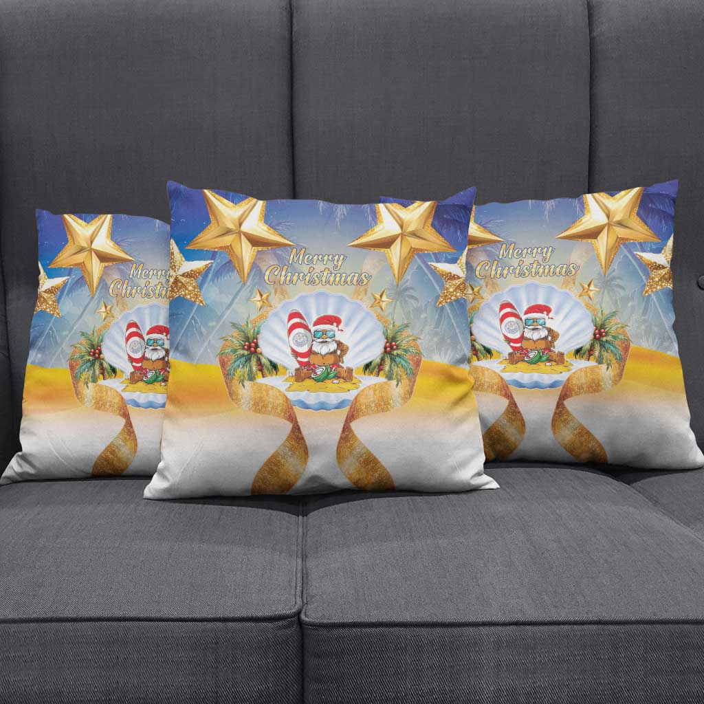 Marshall Islands Christmas Pillow Cover Seashell Santa Beach Vibes - Polynesian Pride