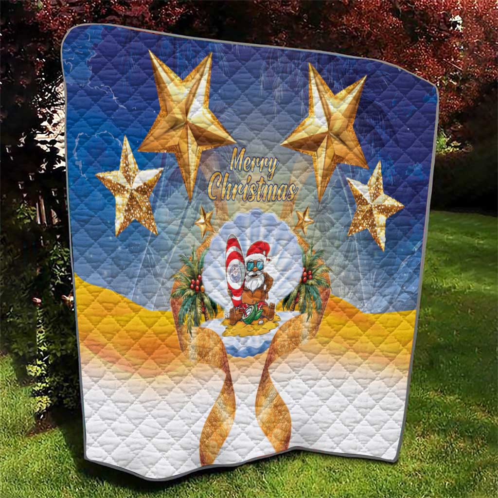Marshall Islands Christmas Quilt Seashell Santa Beach Vibes - Polynesian Pride