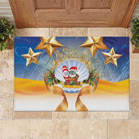 Marshall Islands Christmas Rubber Doormat Seashell Santa Beach Vibes - Polynesian Pride