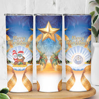 Marshall Islands Christmas Skinny Tumbler Seashell Santa Beach Vibes - Polynesian Pride