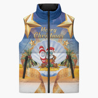 Marshall Islands Christmas Sleeveless Puffer Jacket Seashell Santa Beach Vibes - Polynesian Pride