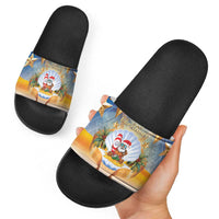 Marshall Islands Christmas Slide Sandals Seashell Santa Beach Vibes - Polynesian Pride