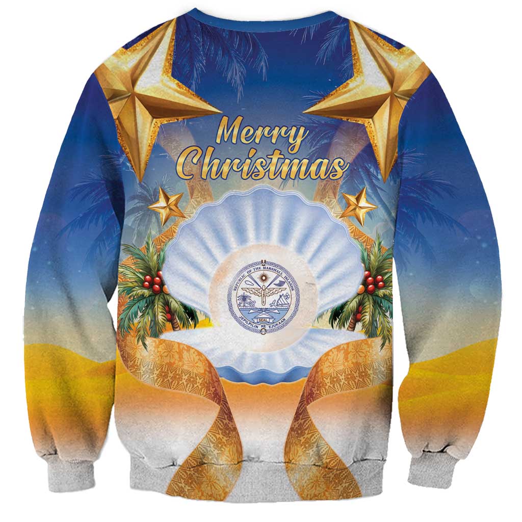 Marshall Islands Christmas Sweatshirt Seashell Santa Beach Vibes - Polynesian Pride