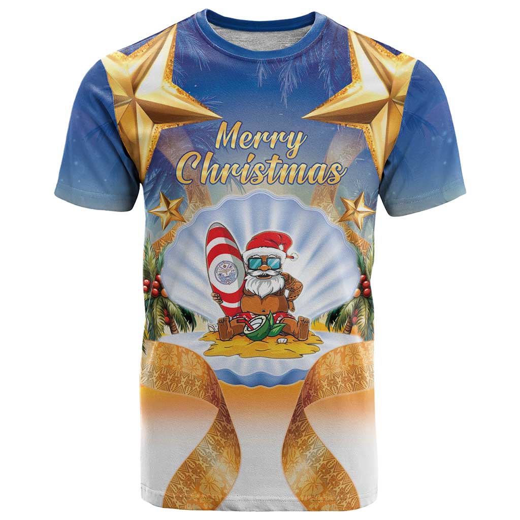 Marshall Islands Christmas T Shirt Seashell Santa Beach Vibes - Polynesian Pride