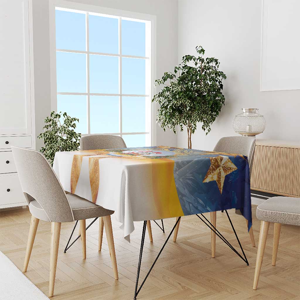 Marshall Islands Christmas Tablecloth Seashell Santa Beach Vibes - Polynesian Pride