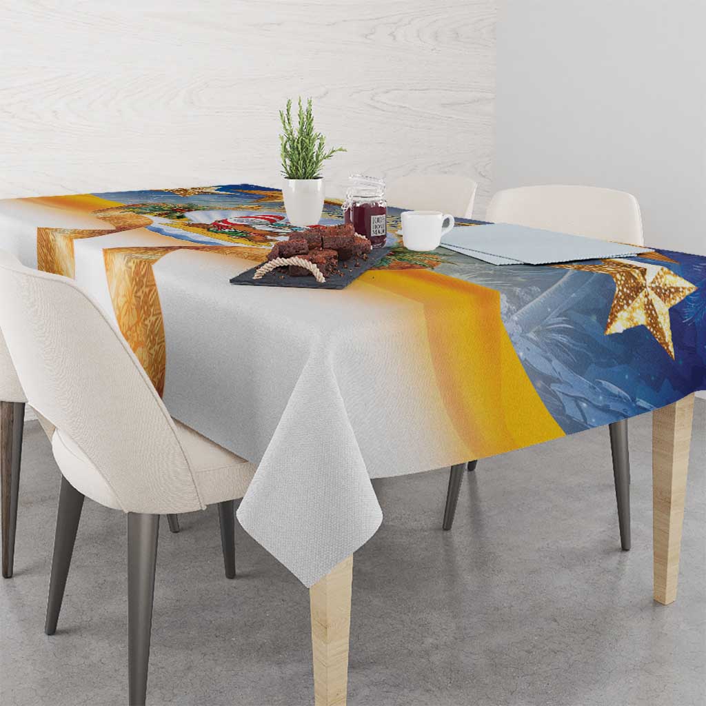 Marshall Islands Christmas Tablecloth Seashell Santa Beach Vibes - Polynesian Pride