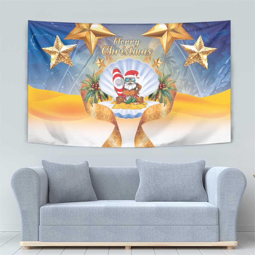 Marshall Islands Christmas Tapestry Seashell Santa Beach Vibes - Polynesian Pride