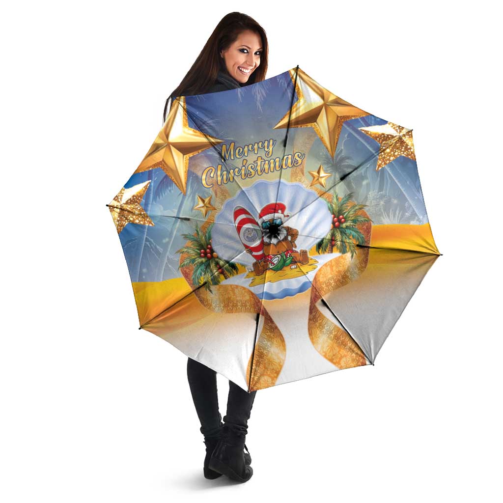 Marshall Islands Christmas Umbrella Seashell Santa Beach Vibes - Polynesian Pride