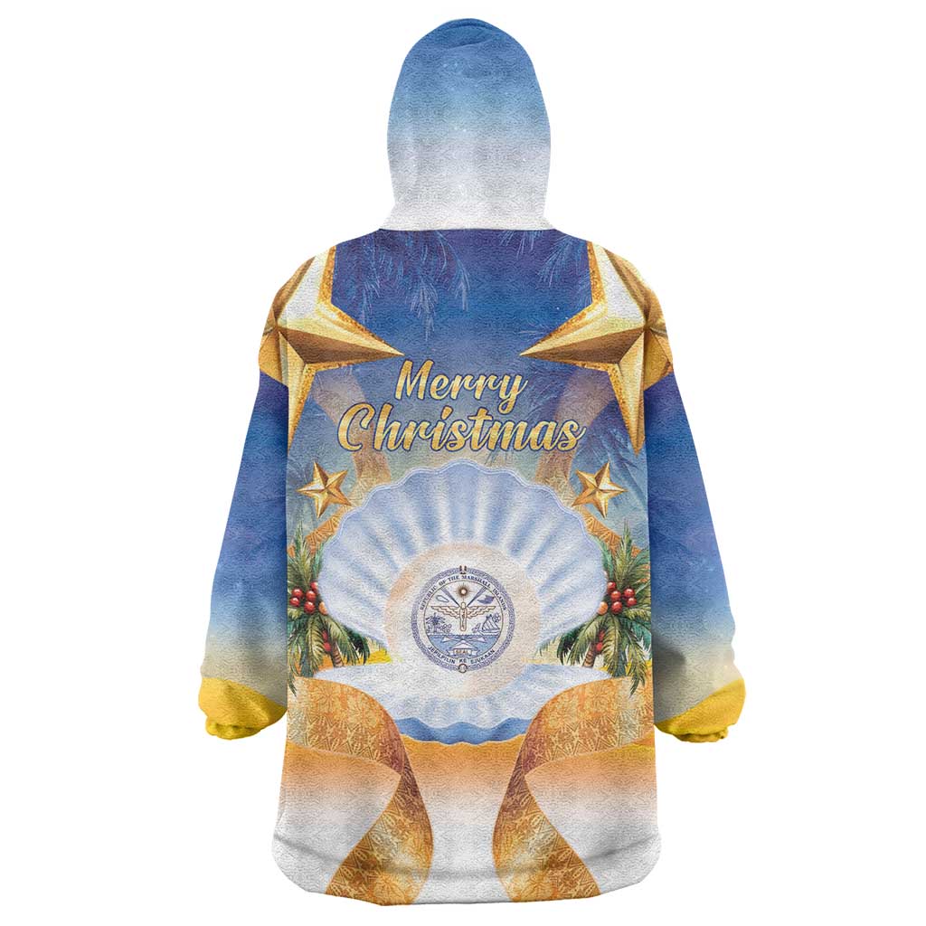 Marshall Islands Christmas Wearable Blanket Hoodie Seashell Santa Beach Vibes - Polynesian Pride