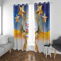 Marshall Islands Christmas Window Curtain Seashell Santa Beach Vibes - Polynesian Pride