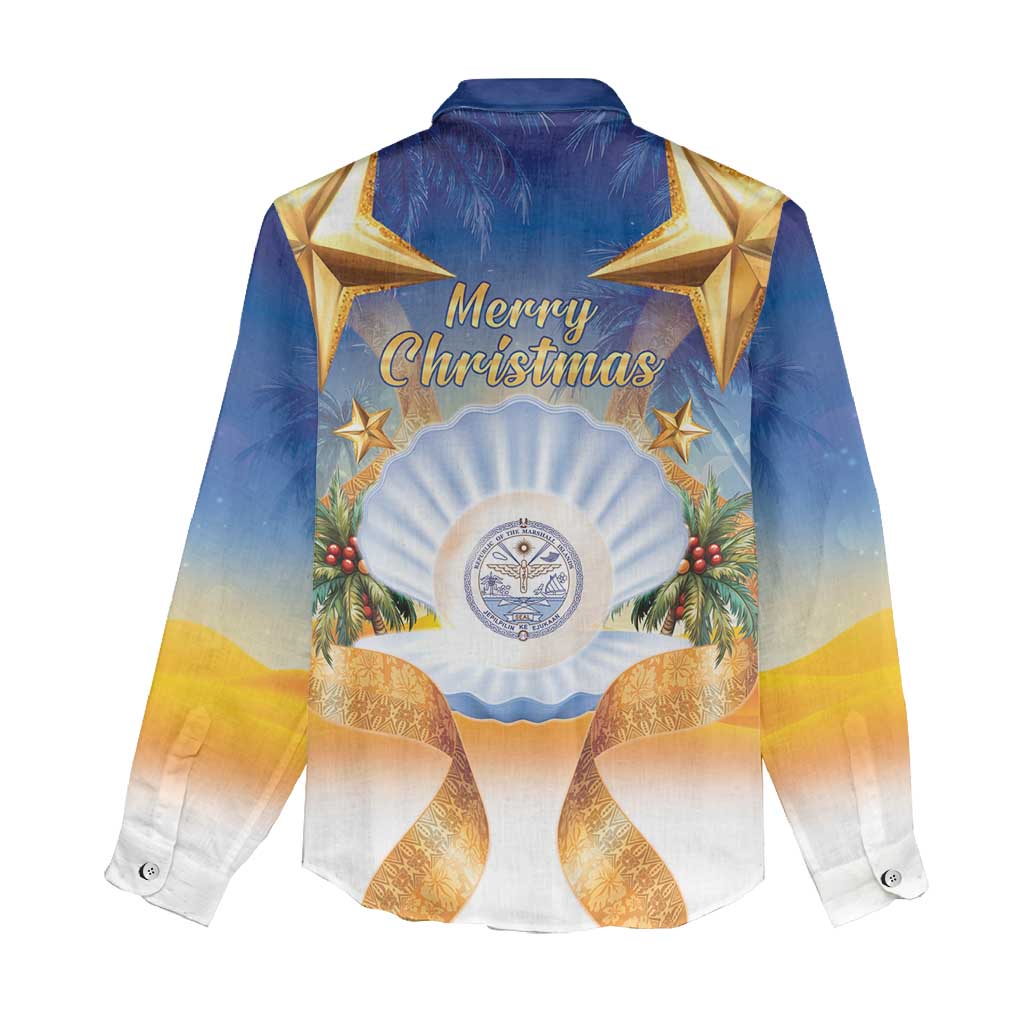 Marshall Islands Christmas Women Casual Shirt Seashell Santa Beach Vibes - Polynesian Pride