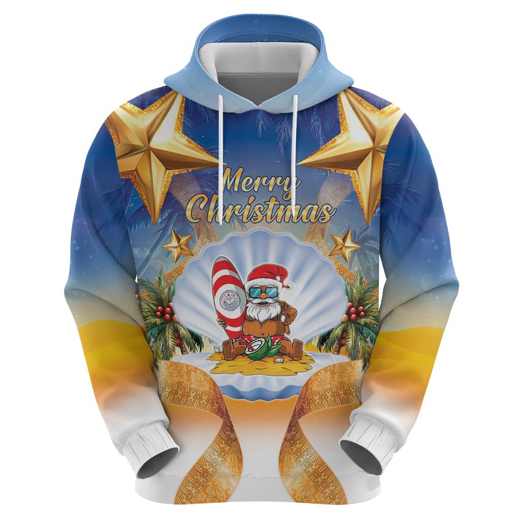 Marshall Islands Christmas Zip Hoodie Seashell Santa Beach Vibes - Polynesian Pride