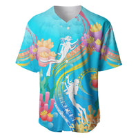 Under The Sea Scuba Diving Baseball Jersey Polynesian Pattern LT05 Blue - Polynesian Pride