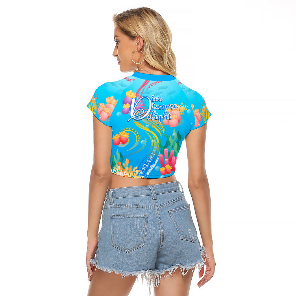 Under The Sea Scuba Diving Raglan Cropped T Shirt Polynesian Pattern LT05 - Polynesian Pride