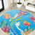 Under The Sea Scuba Diving Round Carpet Polynesian Pattern LT05 Blue - Polynesian Pride