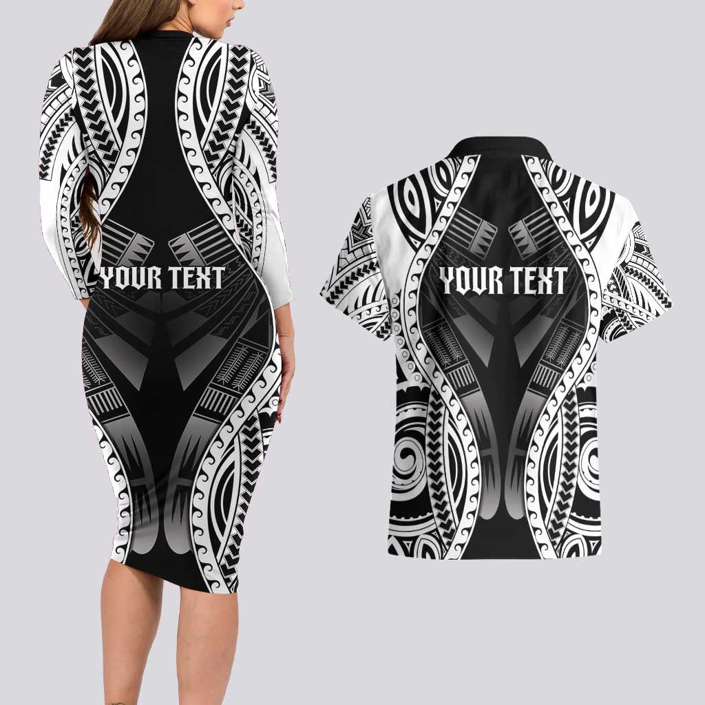 Personalised Remember Samoa Black Saturday Couples Matching Long Sleeve Bodycon Dress and Hawaiian Shirt Samoa Mo Samoa - Polynesian Pride