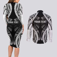 Personalised Remember Samoa Black Saturday Couples Matching Long Sleeve Bodycon Dress and Long Sleeve Button Shirt Samoa Mo Samoa LT05 - Polynesian Pride