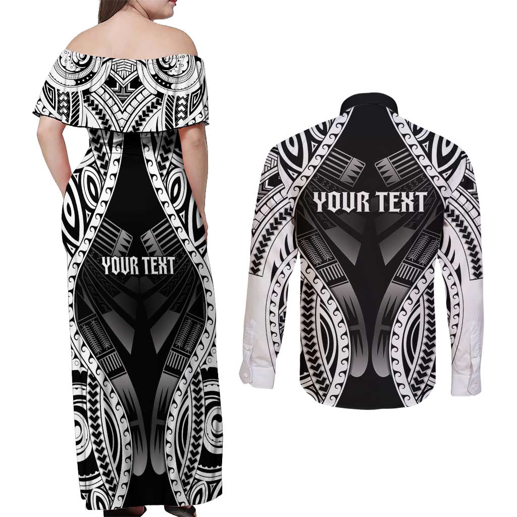 Personalised Remember Samoa Black Saturday Couples Matching Off Shoulder Maxi Dress and Long Sleeve Button Shirt Samoa Mo Samoa LT05 - Polynesian Pride