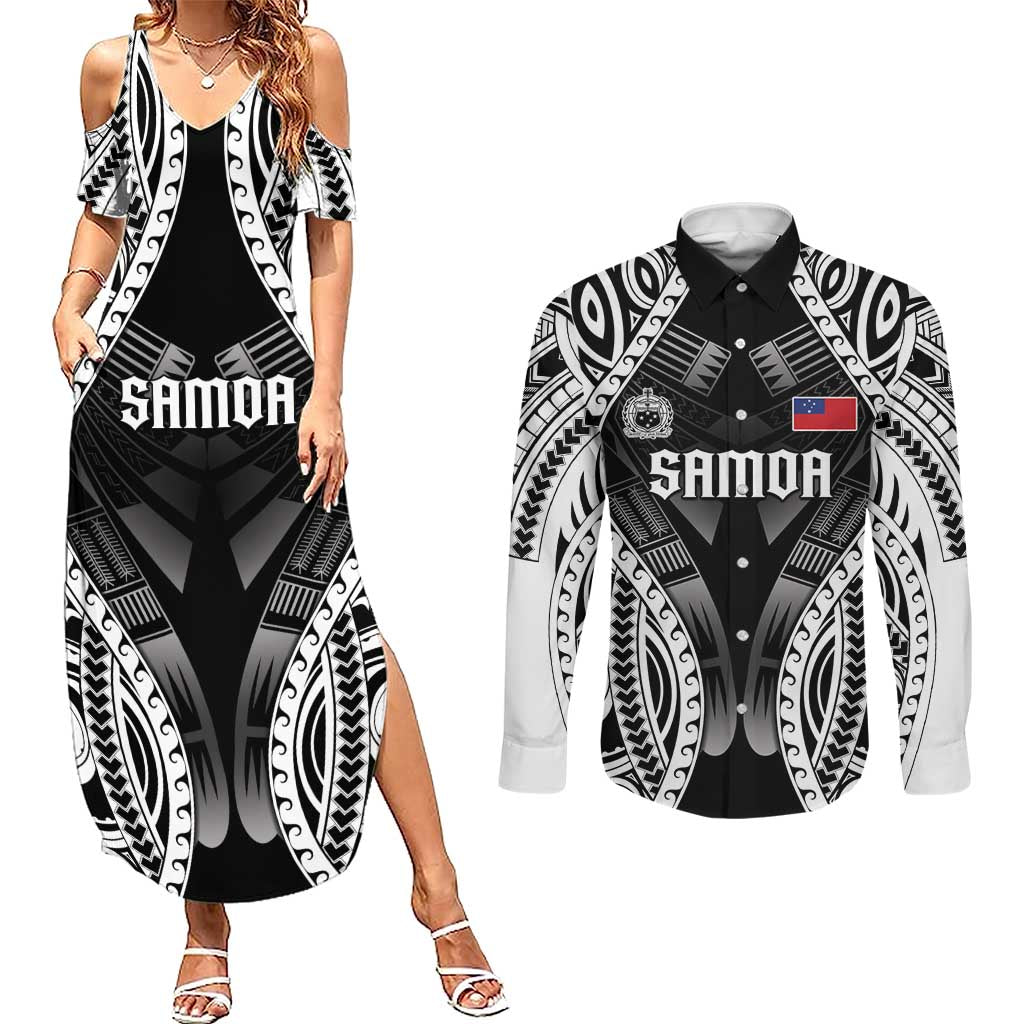 Personalised Remember Samoa Black Saturday Couples Matching Summer Maxi Dress and Long Sleeve Button Shirt Samoa Mo Samoa - Polynesian Pride