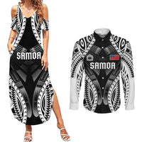 Personalised Remember Samoa Black Saturday Couples Matching Summer Maxi Dress and Long Sleeve Button Shirt Samoa Mo Samoa - Polynesian Pride