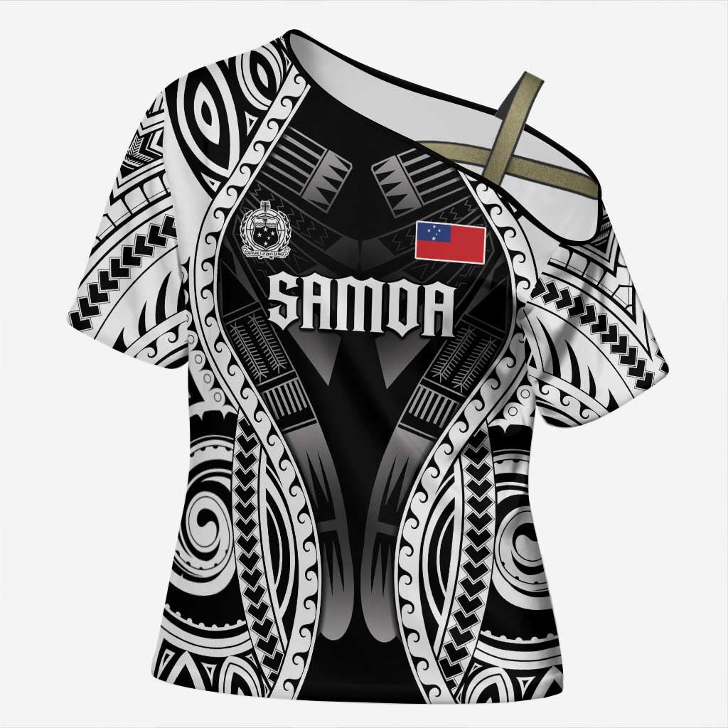 Personalised Remember Samoa Black Saturday Cross Shoulder Shirt Samoa Mo Samoa LT05 Female Black - Polynesian Pride