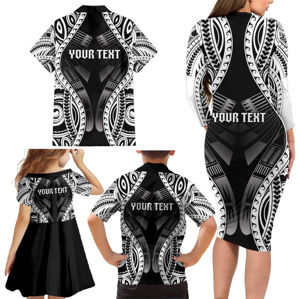 Personalised Remember Samoa Black Saturday Family Matching Long Sleeve Bodycon Dress and Hawaiian Shirt Samoa Mo Samoa - Polynesian Pride