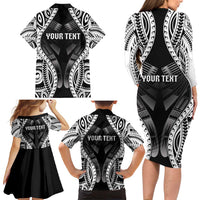 Personalised Remember Samoa Black Saturday Family Matching Long Sleeve Bodycon Dress and Hawaiian Shirt Samoa Mo Samoa - Polynesian Pride