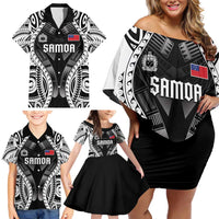 Personalised Remember Samoa Black Saturday Family Matching Off Shoulder Short Dress and Hawaiian Shirt Samoa Mo Samoa - Polynesian Pride