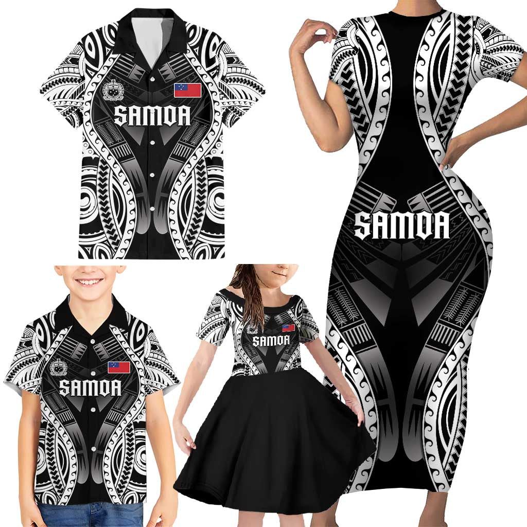 Personalised Remember Samoa Black Saturday Family Matching Short Sleeve Bodycon Dress and Hawaiian Shirt Samoa Mo Samoa - Polynesian Pride