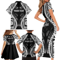 Personalised Remember Samoa Black Saturday Family Matching Short Sleeve Bodycon Dress and Hawaiian Shirt Samoa Mo Samoa - Polynesian Pride