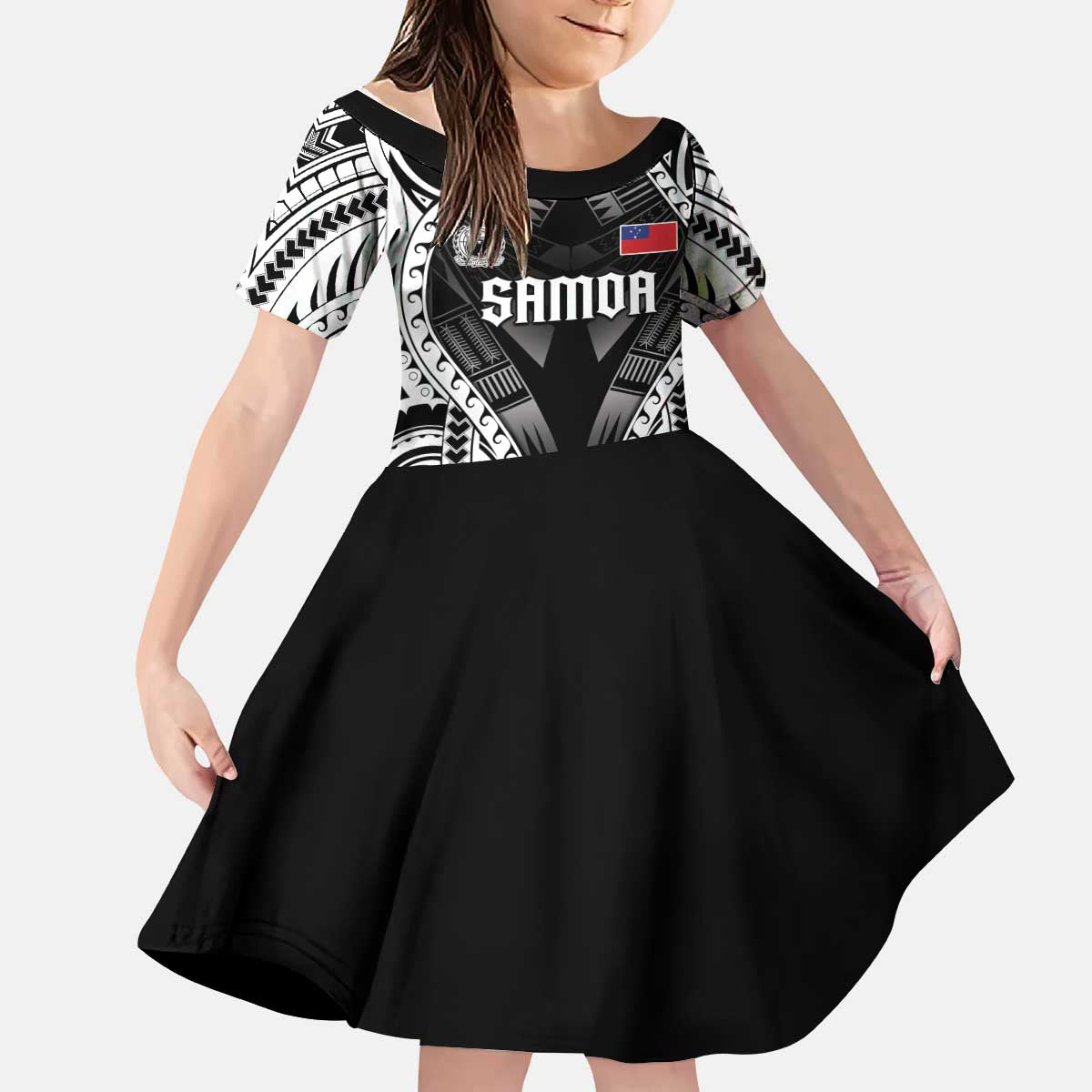 Personalised Remember Samoa Black Saturday Kid Short Sleeve Dress Samoa Mo Samoa LT05 KID Black - Polynesian Pride