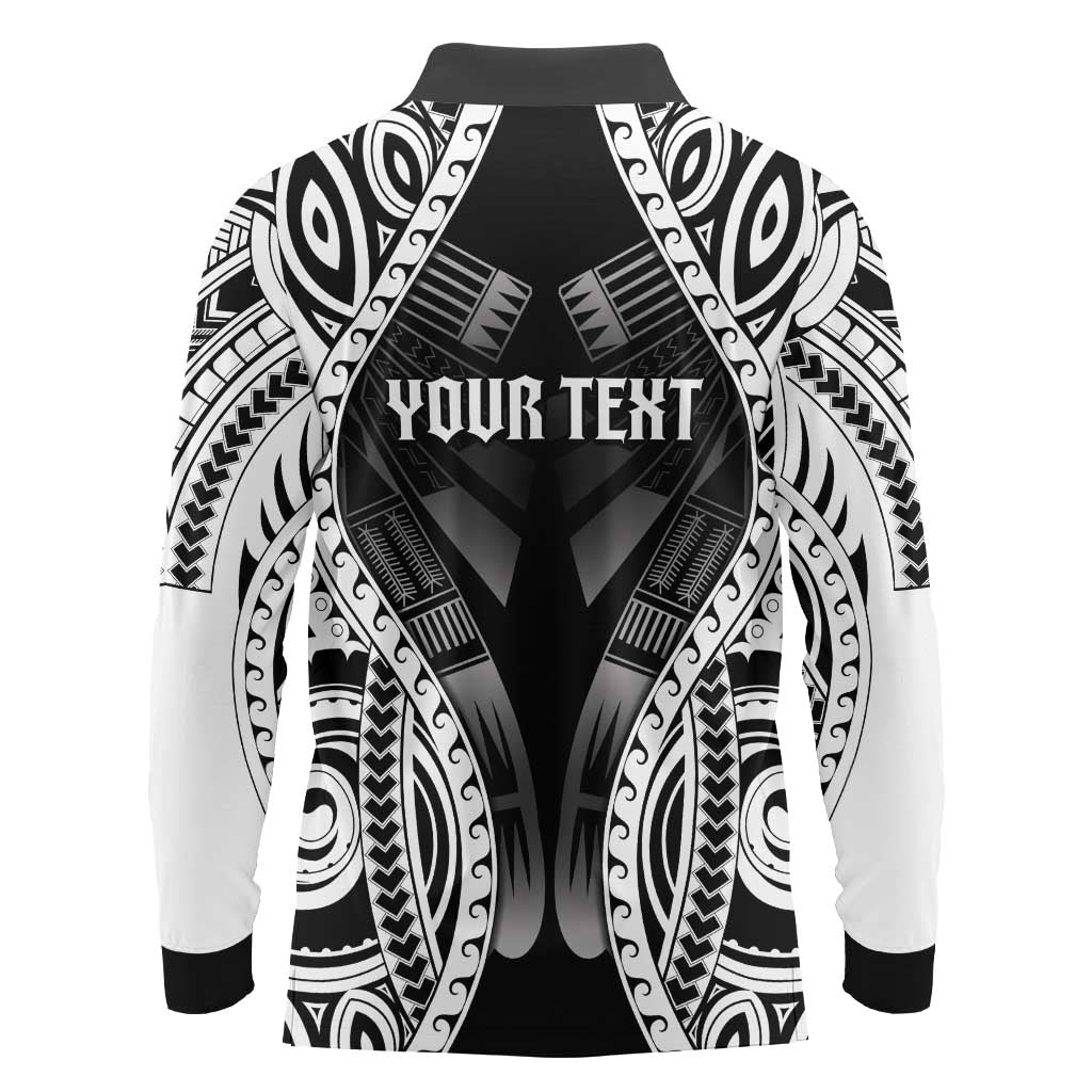 Personalised Remember Samoa Black Saturday Long Sleeve Polo Shirt Samoa Mo Samoa LT05 - Polynesian Pride