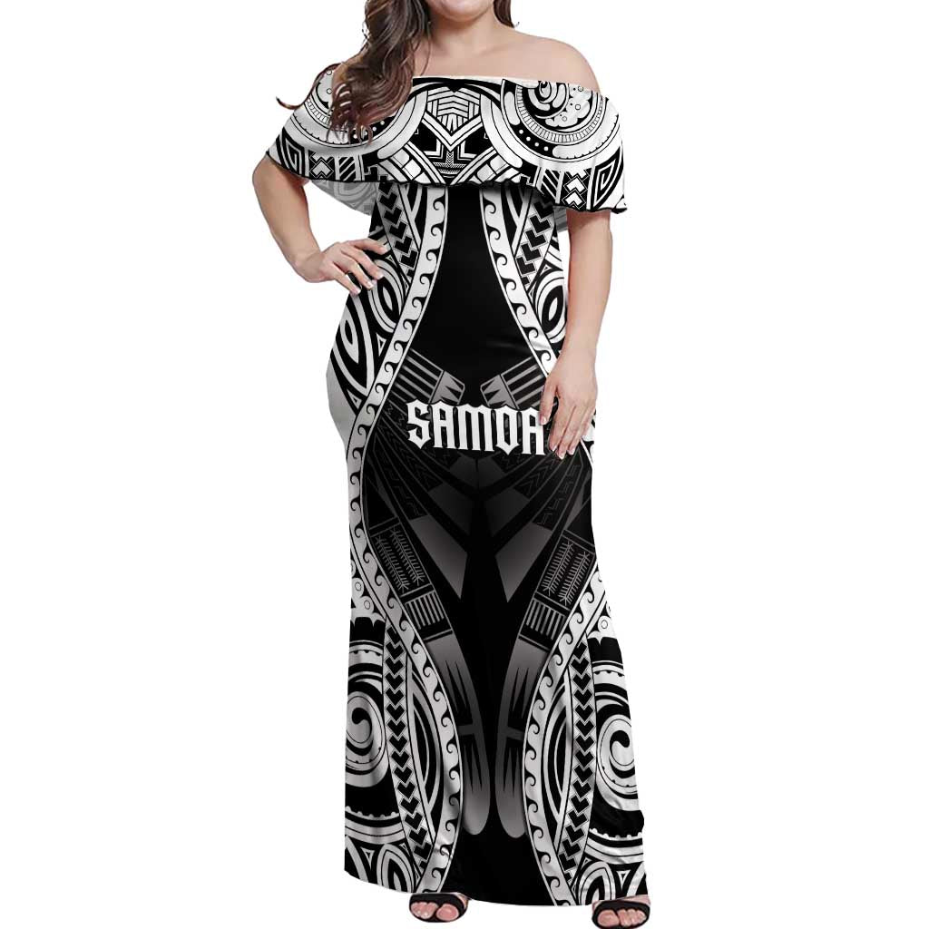 Personalised Remember Samoa Black Saturday Off Shoulder Maxi Dress Samoa Mo Samoa LT05 Women Black - Polynesian Pride